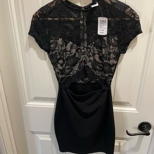Black lace top dress